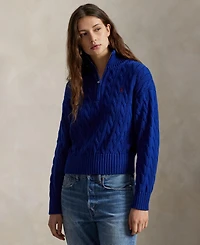 Polo Ralph Lauren Women's Cable-Knit Cotton Quarter-Zip Sweater