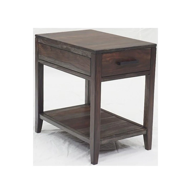 Porter Designs Fall River Solid Sheesham Wood End Table, Natural