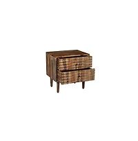 Porter Designs Waves Solid Sheesham Wood Nightstand, Brown