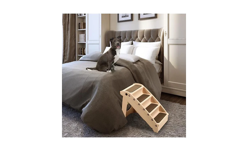 Pet Adobe Foldable 4-Step Nonslip Pet Stairs, Tan