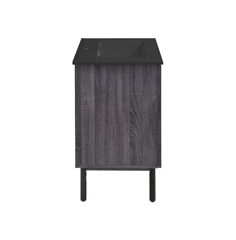Swiss MadisonClasse 18" Freestanding Bathroom Vanity in Black Oak with Black Sink Top