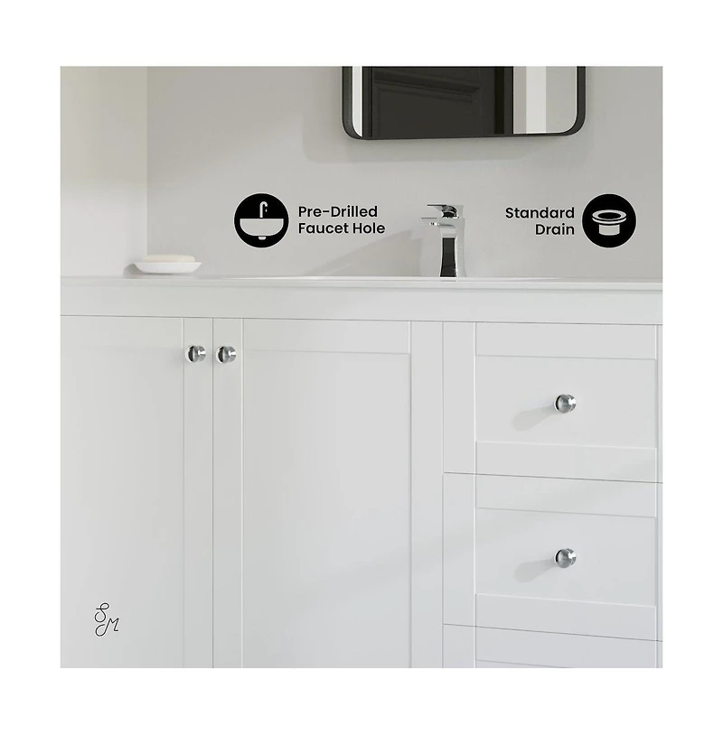 Cannes 48 Single, Two Doors, Three Drawers, Bathroom Vanity