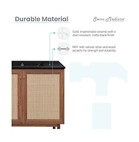 Swiss Madison 36" Freestanding Bathroom Vanity in Brown Oak, Black 3-Hole Widespread Sink Top