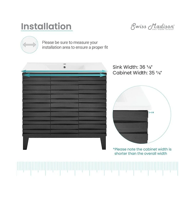 Swiss Madison Cascade 36" Bathroom Vanity in Black