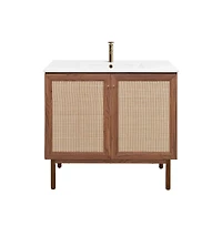 Swiss Madison Classe 36" Freestanding Bathroom Vanity in Brown Oak with Sink Top