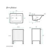 Swiss Madison Bastille 24 in. White Bathroom Vanity With Black Ceramic Sink Top