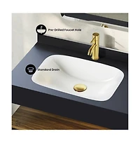 Swiss Madison Avancer 36" Wall-Mounted Bathroom Vanity in Brown Oak with Black Marble Sink Top