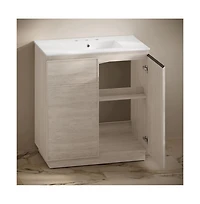 Swiss Madison 36" Freestanding Bathroom Vanity in Oak with 3-Hole Widespread Sink Top
