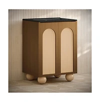 Swiss Madison24" Freestanding Bathroom Vanity in Brown Oak, Black 3-Hole Widespread Sink Top