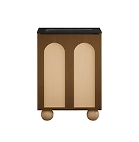 Swiss Madison24" Freestanding Bathroom Vanity in Brown Oak, Black 3-Hole Widespread Sink Top