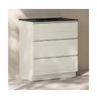 Swiss Madison 30"Freestanding Bathroom Vanity in White Oak, Black 3-Hole Widespread Sink Top