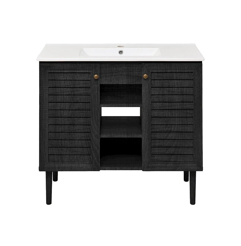 Swiss MadisonBron 36" Freestanding Bathroom Vanity in Black Oak with Sink Top