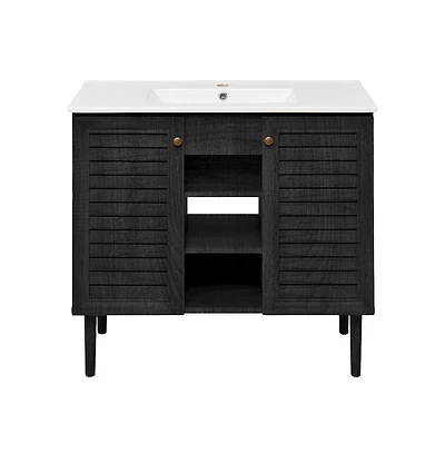 Swiss MadisonBron 36" Freestanding Bathroom Vanity in Black Oak with Sink Top