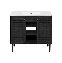 Swiss MadisonBron 36" Freestanding Bathroom Vanity in Black Oak with Sink Top