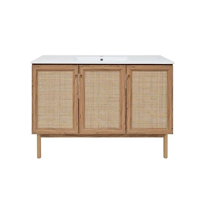 Swiss Madison Classe 48" Freestanding Bathroom Vanity in Golden Oak with Sink Top