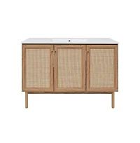 Swiss Madison Classe 48" Freestanding Bathroom Vanity in Golden Oak with Sink Top