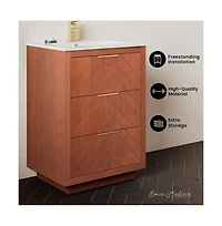 Swiss MadisonDaxton 24" Freestanding Bathroom Vanity in Brown Oak with Sink Top