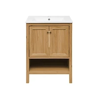 Swiss Madison Chateau 24" Freestanding Bathroom Vanity in Golden Oak with Sink Top