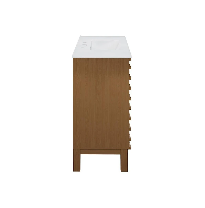 Swiss Madison Cascade 36 in. Brown oak Bathroom Vanity With White, 3-Hole Ceramic Sink Top