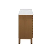 Swiss Madison Cascade 36 in. Brown oak Bathroom Vanity With White, 3-Hole Ceramic Sink Top