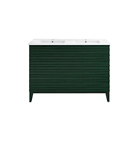 Swiss Madison Cascade 48" Freestanding Bathroom Vanity in Green Oak with Double Basin Sink Top