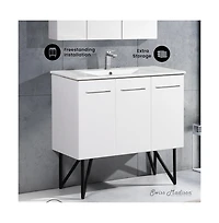 Swiss MadisonAnnecy 36" Freestanding Bathroom Vanity in White with Sink Top