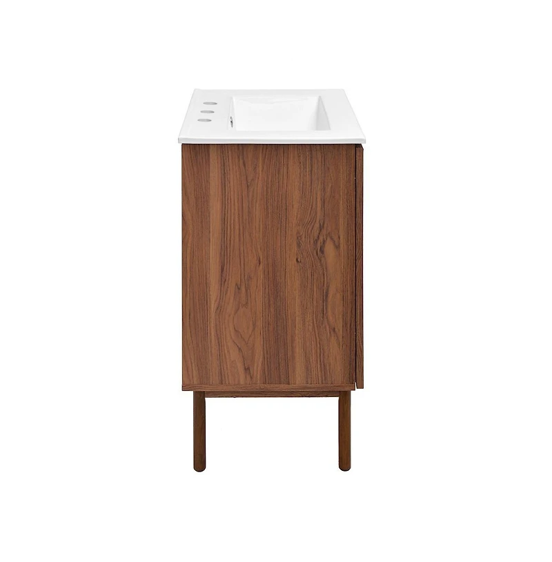 Swiss Madison 24" Freestanding Bathroom Vanity in Brown Oak with 3-Hole Centerset Sink Top