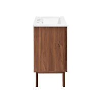 Swiss Madison 24" Freestanding Bathroom Vanity in Brown Oak with 3-Hole Centerset Sink Top