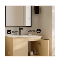 Swiss MadisonSt. Tropez 24" Freestanding Bathroom Vanity in Natural Oak with Sink Top