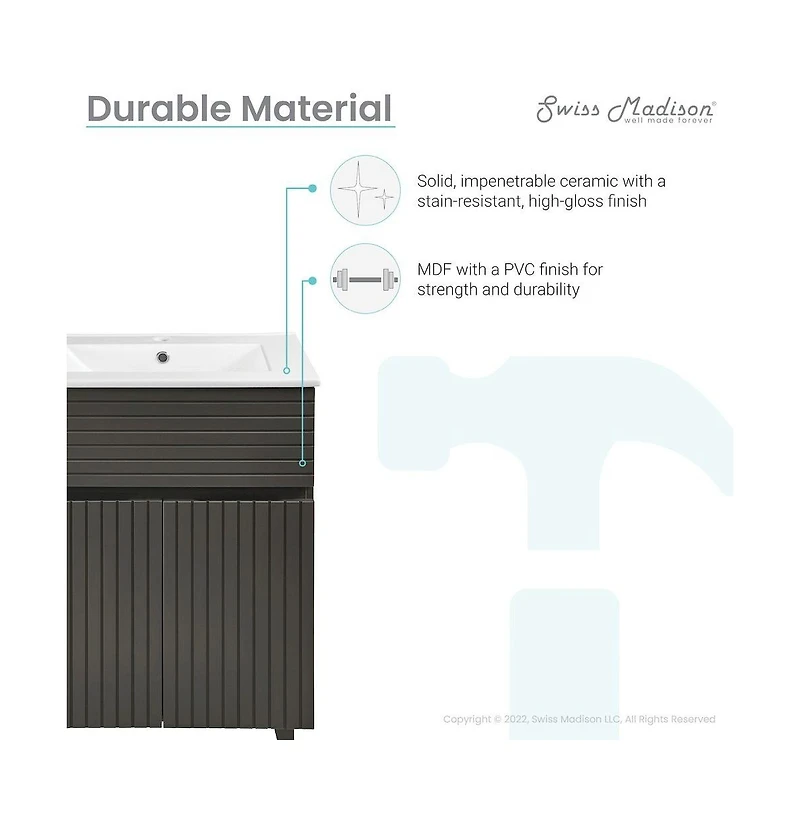 Swiss Madison Bernay 24" Bathroom Vanity in Cedar Gray