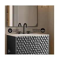 Swiss Madison24" Freestanding Bathroom Vanity in Black Oak with 3-Hole Centerset Sink Top