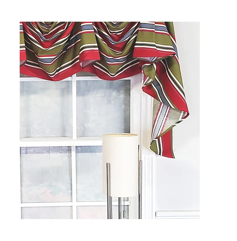 Rlf Home Luxurious Modern Design Nigel Stripe Victory Swag 3-Scoop Window Valance 50" x 25" Multicolor