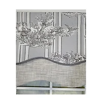 Rlf Home French Tableau Classic Toile Stripe and Solid Fabric Gimp Trim Ivory Lining No Header Glory Valance 50" X 16" Camel