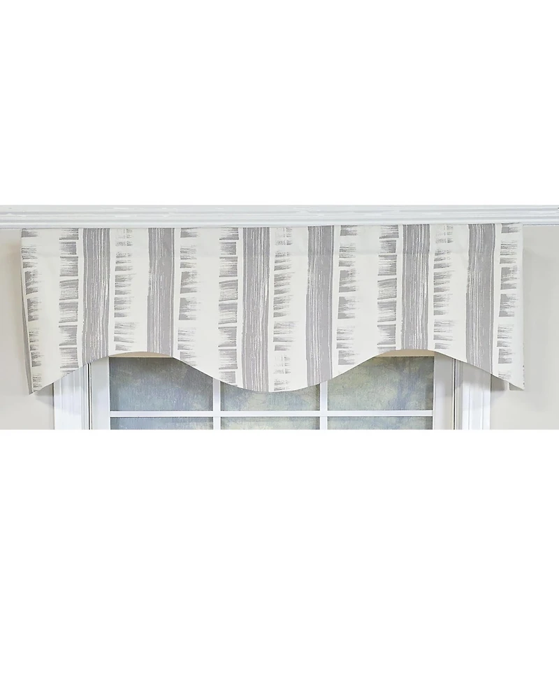 Rlf Home 100% Cotton Jaspeado Cornice With Poly/Cotton Ivory lining Rod Pocket Valance 50" x 17" Gray