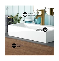 Swiss Madison 36" Reclaimed Wood Vanity, Walnut, Slate Countertop and Single Hole Vessel Sink