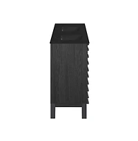 Swiss Madison48 in. Black Oak, Double Basin Bathroom Vanity With Black Ceramic Sink Top