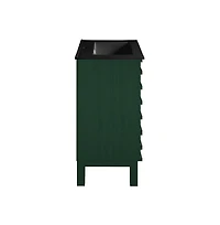 Swiss Madison Cascade 18" Freestanding Bathroom Vanity in Green Oak with Black Sink Top