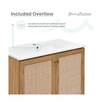 Swiss Madison Classe 36" Freestanding Bathroom Vanity in Golden Oak with Sink Top