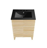 Swiss Madison Cascade in. Natural oak Bathroom Vanity With Black