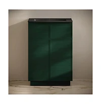 Swiss Madison 24" Freestanding Bathroom Vanity in Green Oak, Black 3-Hole Widespread Sink Top