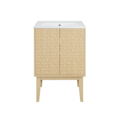 Swiss Madison Bosse 24" Freestanding Bathroom Vanity in Natural Oak with Sink Top