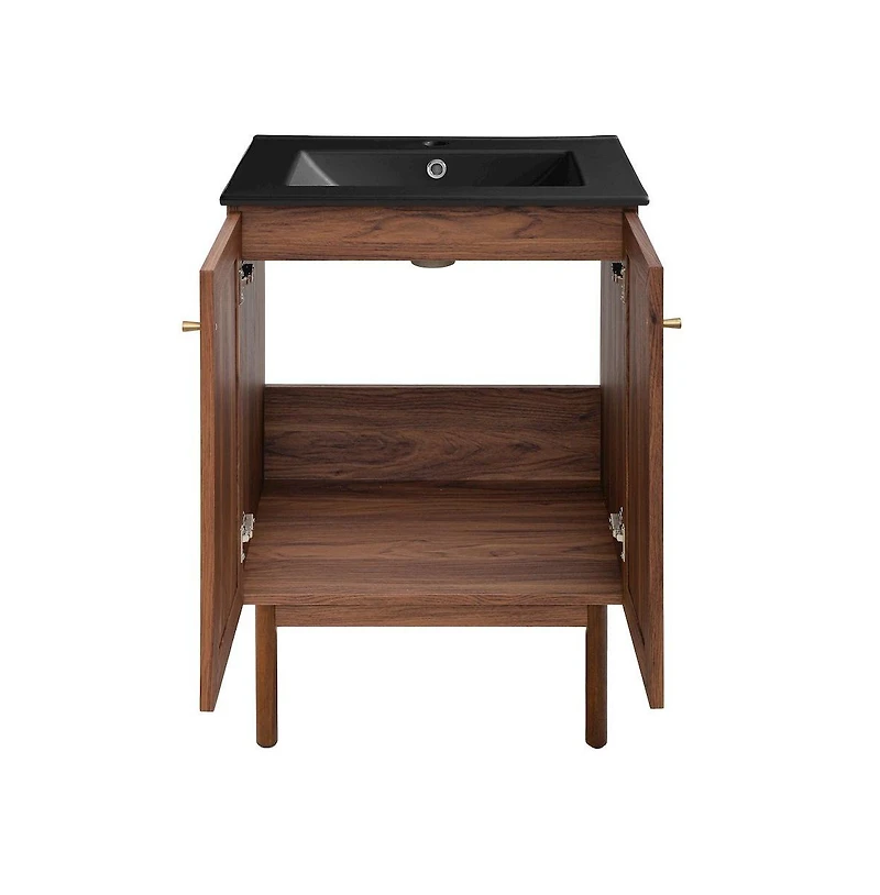 Swiss Madison Classe 24" Freestanding Bathroom Vanity in Brown Oak with Sink Top