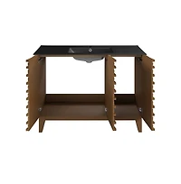 Swiss Madison Cascade 48 in. Brown Oak Bathroom Vanity With Black Ceramic Sink Top