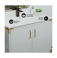 Swiss Madison Voltaire 36" Freestanding Bathroom Vanity in White with Sink Top