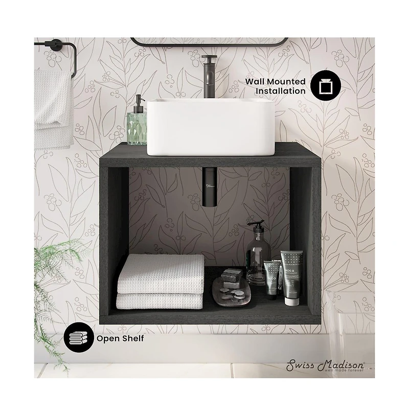 Swiss Madison Concorde 24'' Wall-Hung Vanity In Black