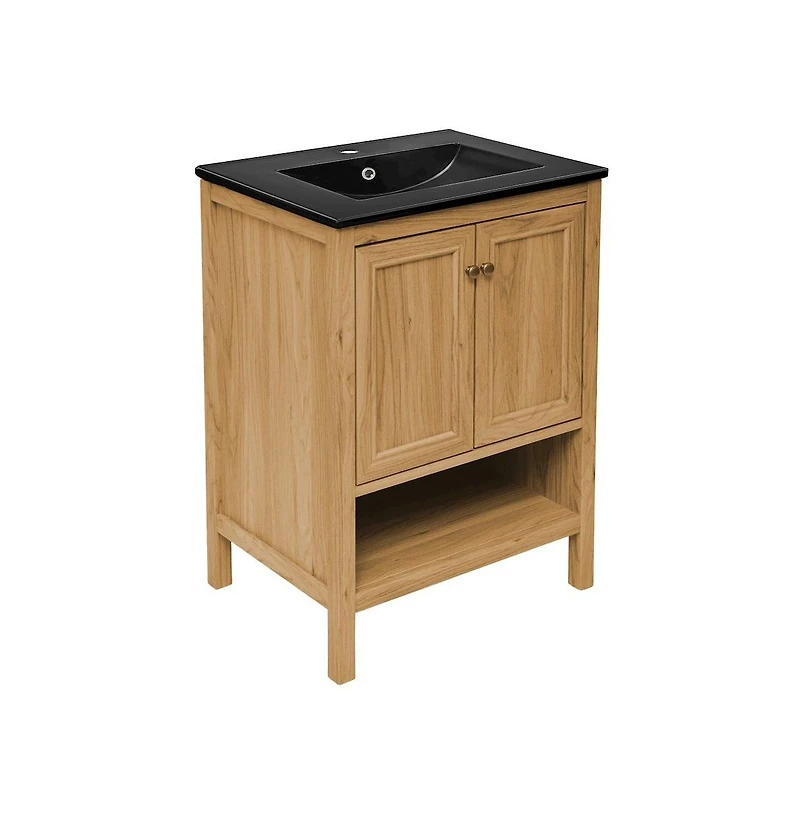 Swiss Madison Chateau 24" Freestanding Bathroom Vanity in Golden Oak with Sink Top