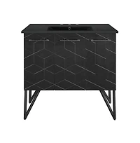 Swiss Madison Annecy 36 in. Phantom Black Bathroom Vanity With Black, 3-Hole Ceramic Sink Top
