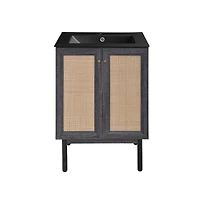 Classe 24" Freestanding Bathroom Vanity in Black Oak with Black Sink Top