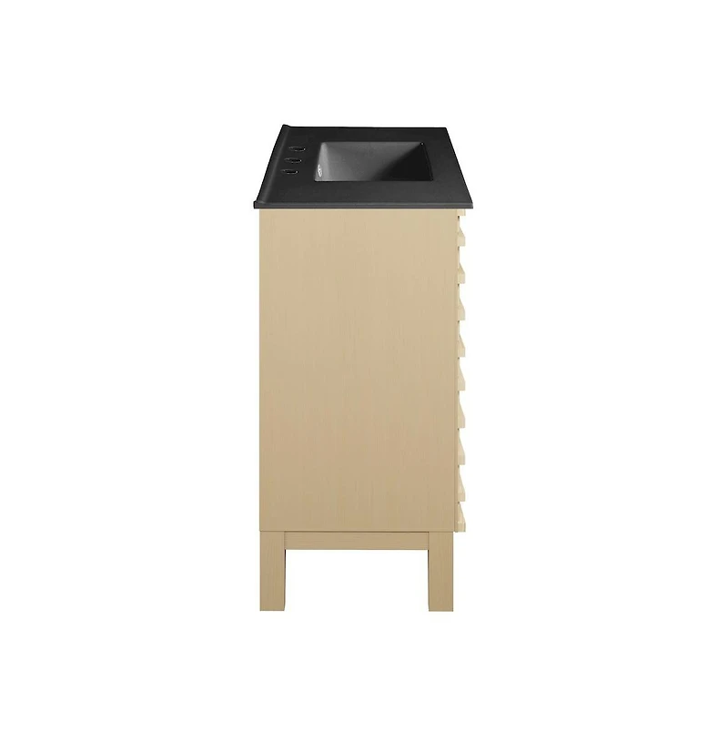 Swiss Madison Cascade 36 in. Natural oak Bathroom Vanity With Black, 3-Hole Ceramic Sink Top