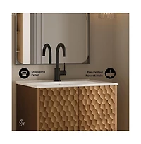 Bosse 24" Freestanding Bathroom Vanity in Brown Oak with Sink Top